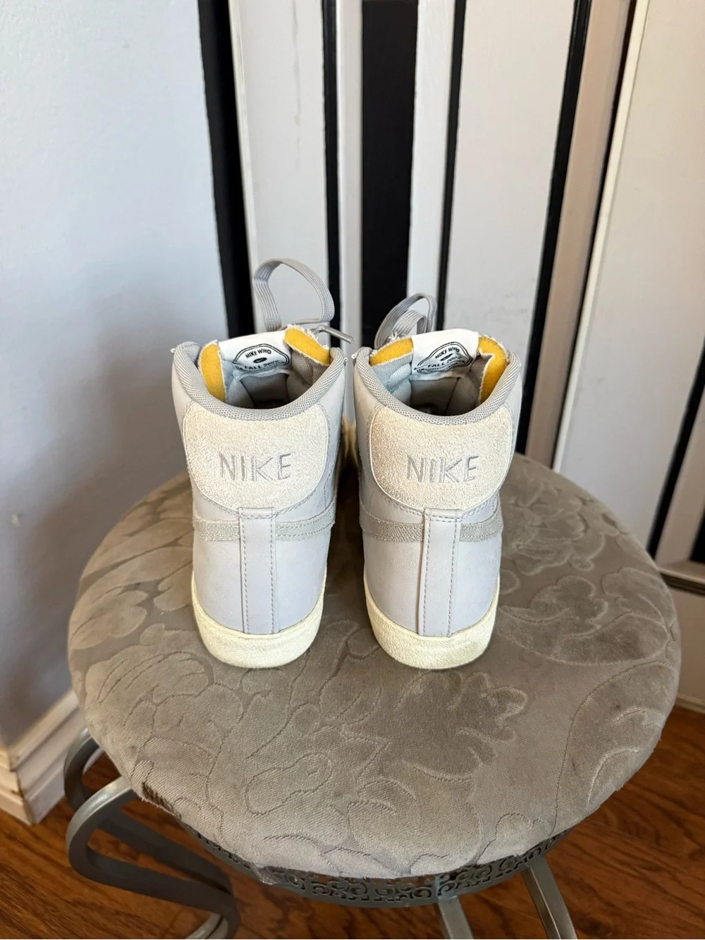 Nike Women's Light Gray Suede High-Top Sneakers